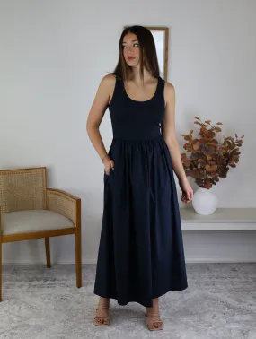 Midnight Flare Midi Dress