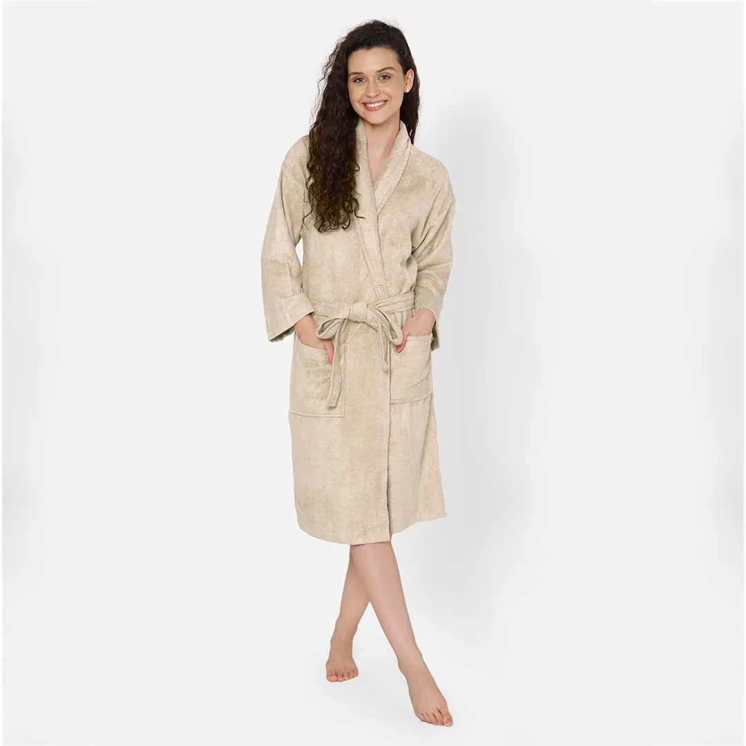 Mush 100% Bamboo Bathrobe for Men/Women (Unisex) S/M,(Pack of 1) (M, Royal Beige)