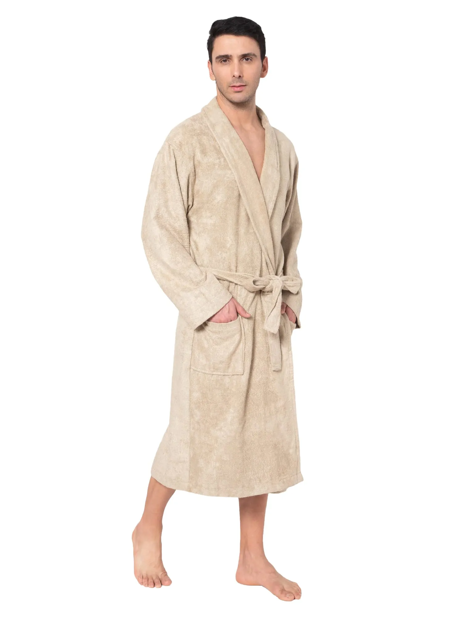 Mush 100% Bamboo Bathrobe for Men/Women (Unisex) S/M,(Pack of 1) (M, Royal Beige)