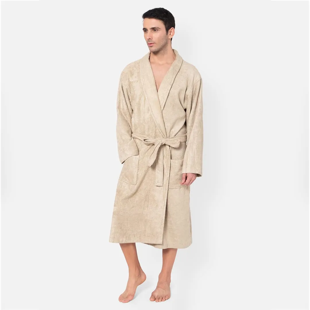 Mush 100% Bamboo Bathrobe for Men/Women (Unisex) S/M,(Pack of 1) (M, Royal Beige)