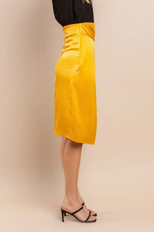 Mustard Warp Midi Skirt