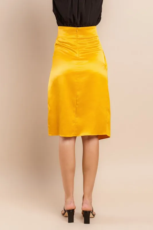 Mustard Warp Midi Skirt