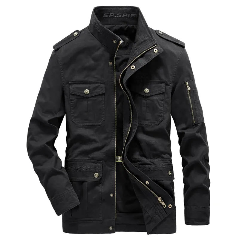 New Military Jacket Men Spring Autumn Pure Cotton Outdoor Multi-pocket Casual