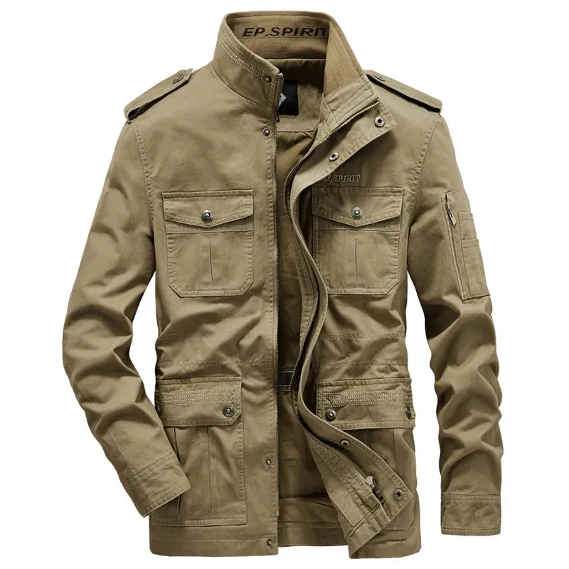 New Military Jacket Men Spring Autumn Pure Cotton Outdoor Multi-pocket Casual