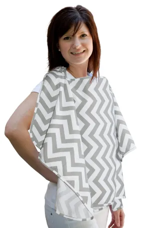 Nursing Poncho - Grey Chevron