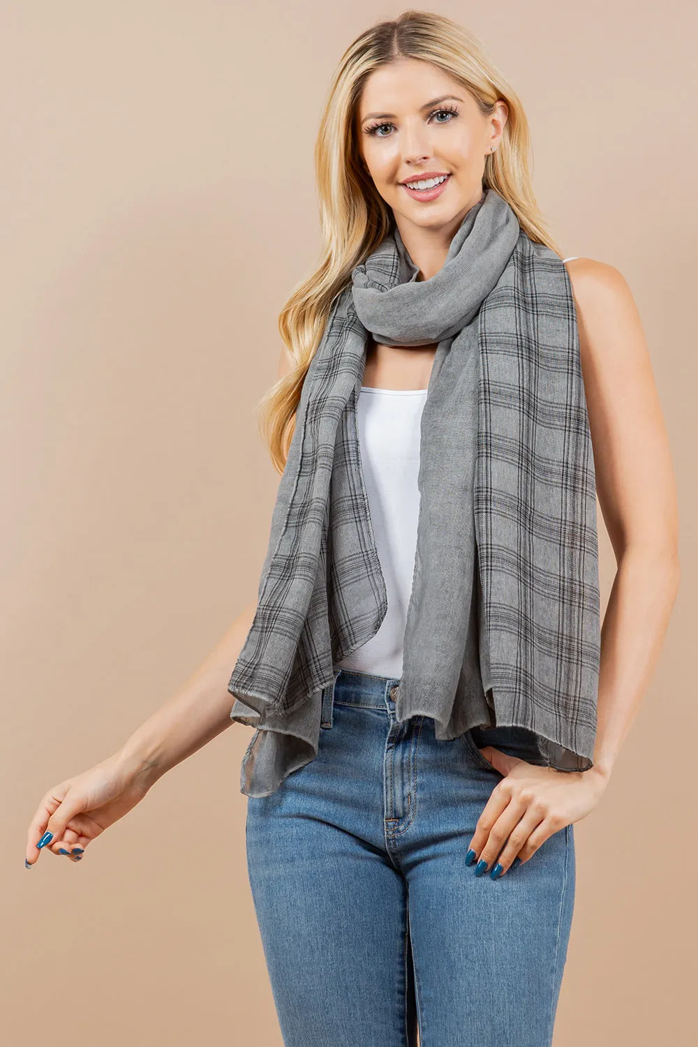 OA-4291 plaid scarf