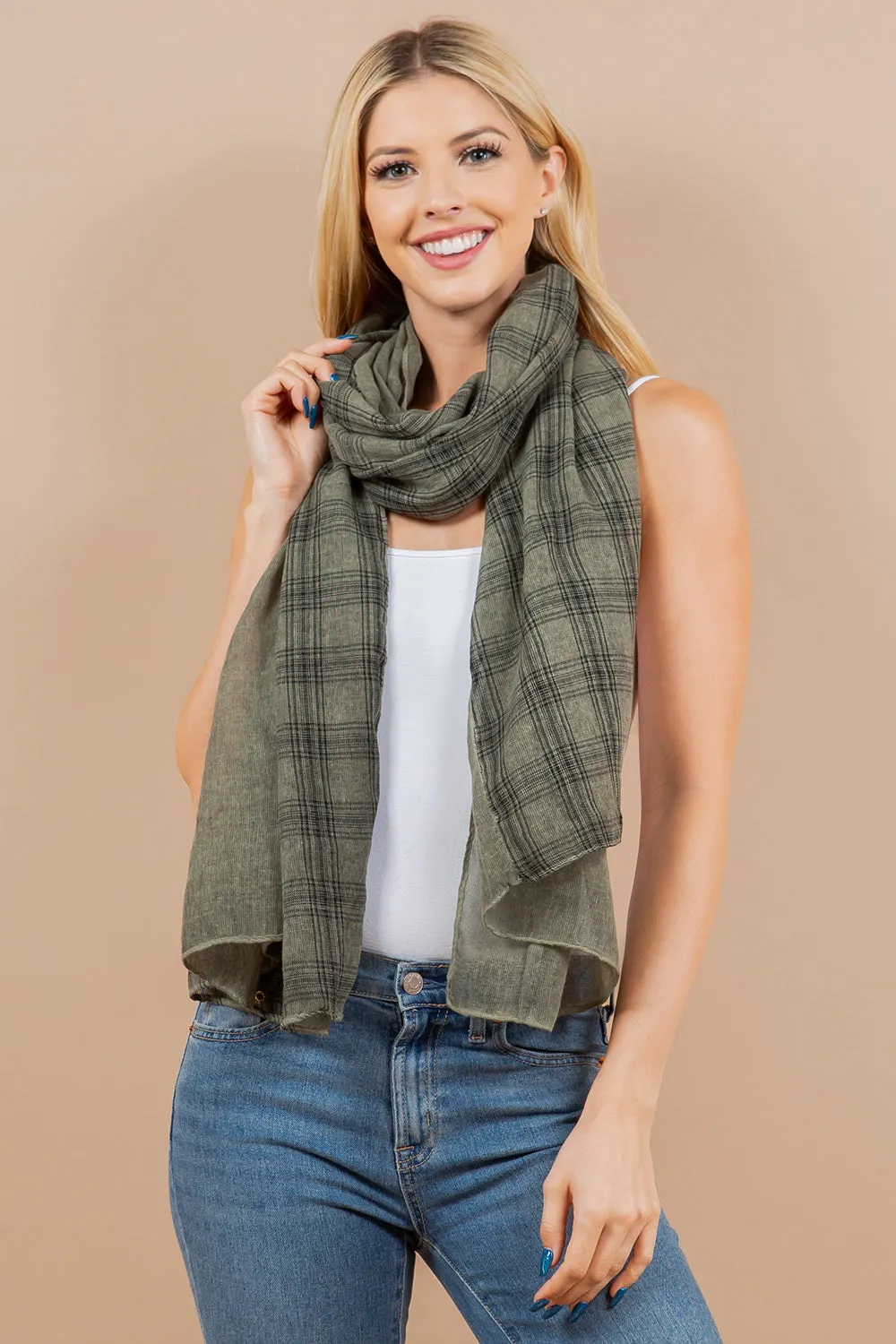 OA-4291 plaid scarf