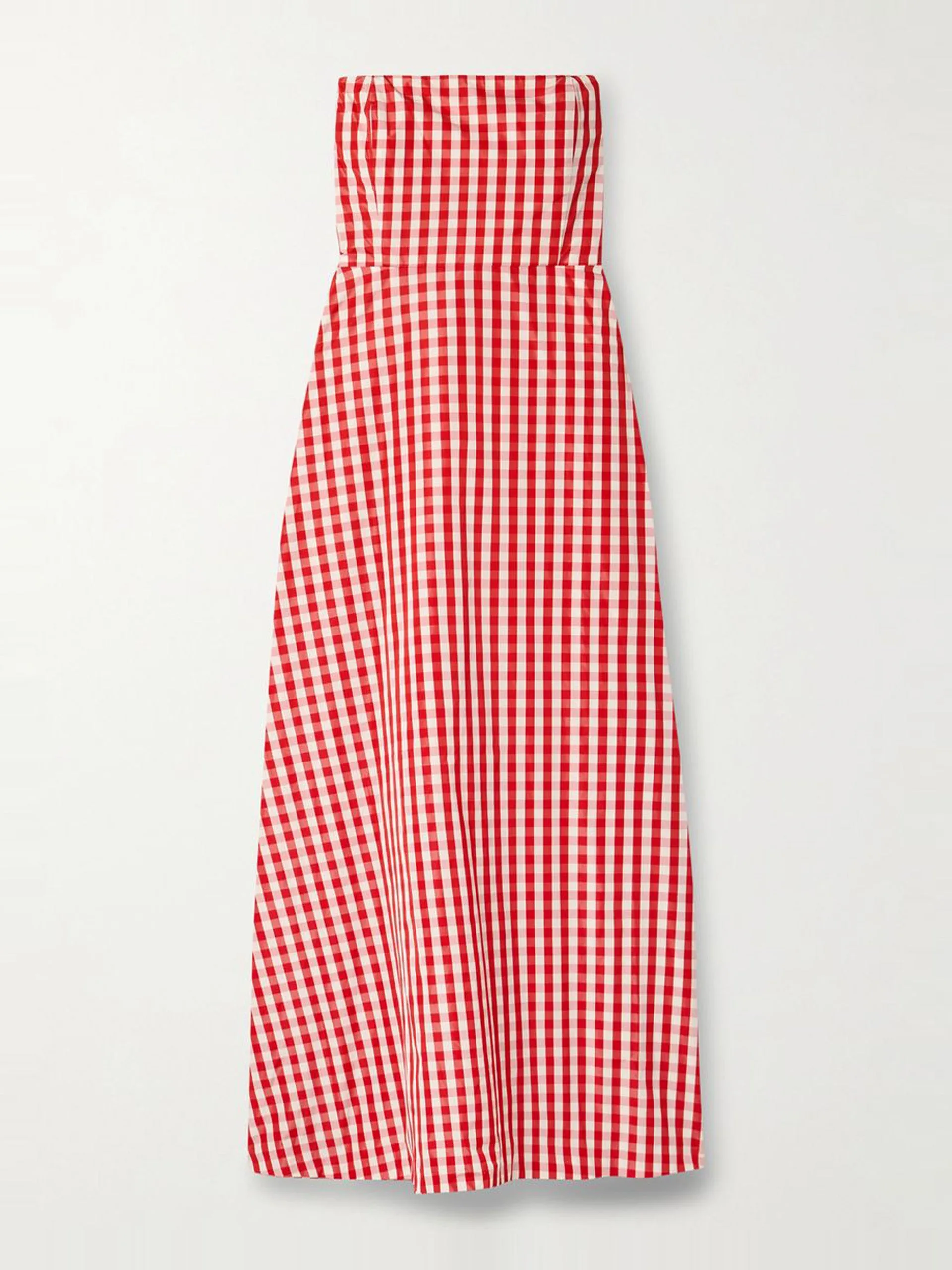 Odette strapless gingham taffeta midi dress