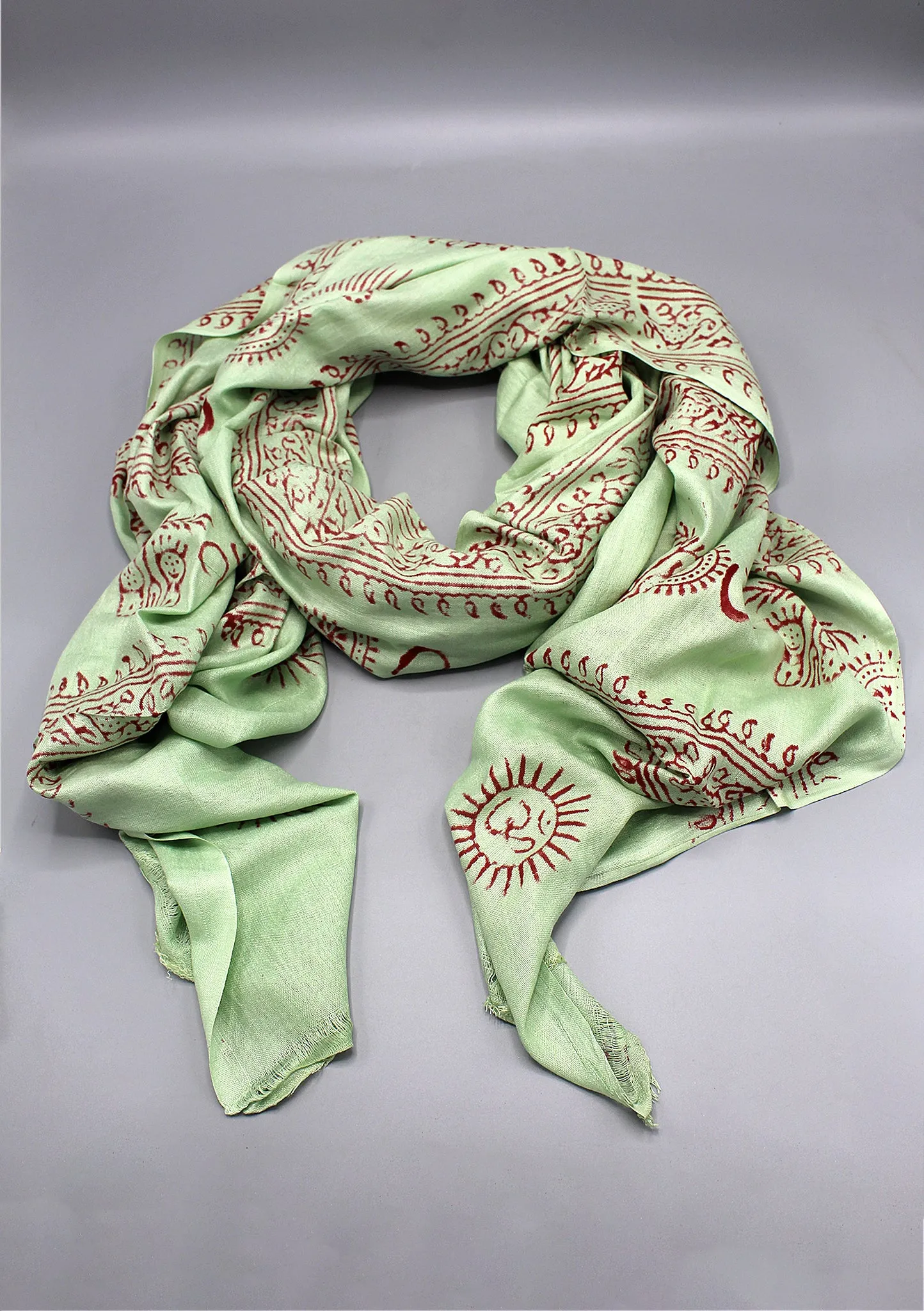 Om Yoga Meditation Light Green Color Prayer Shawl,