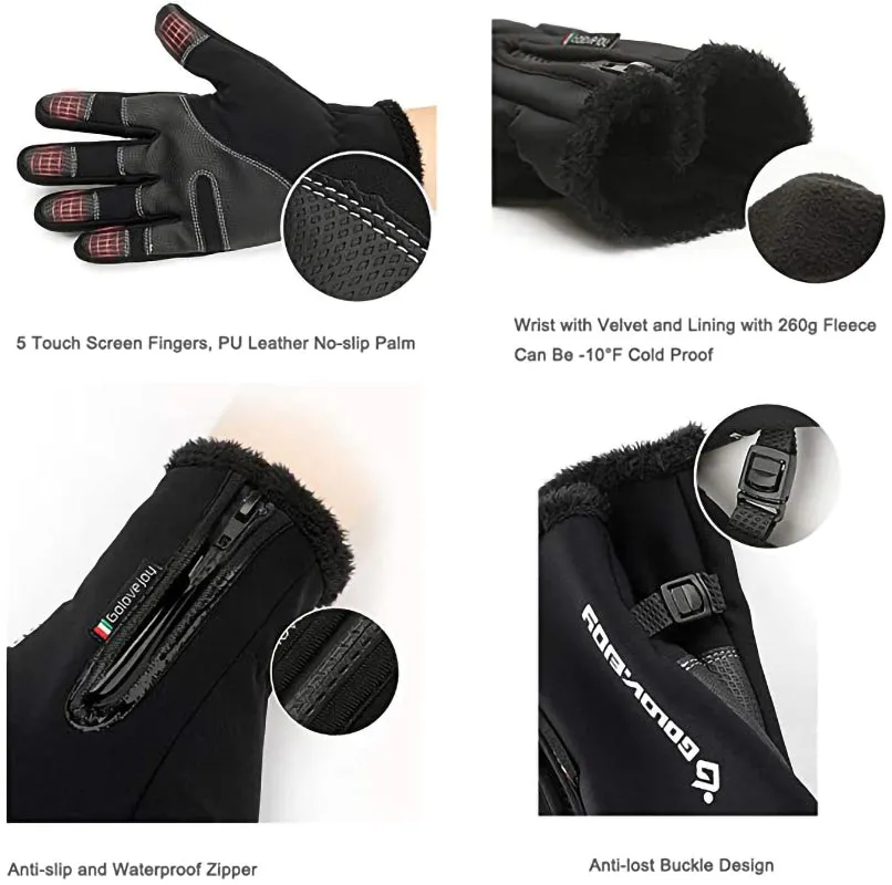 Outdoor Sports Windproof Waterproof Touch Screen Gloves-XL