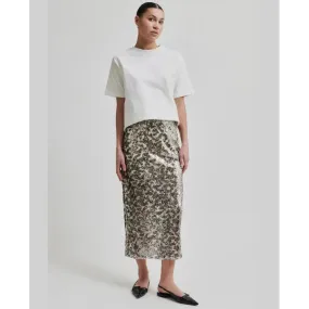 Pailey Sequin Midi Skirt Silver