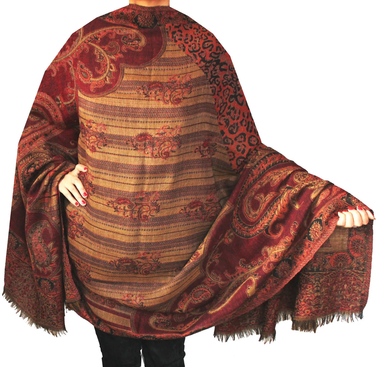 Paisley Scarves and Wraps Womens Wool India Clothes (82 x 42 inches)