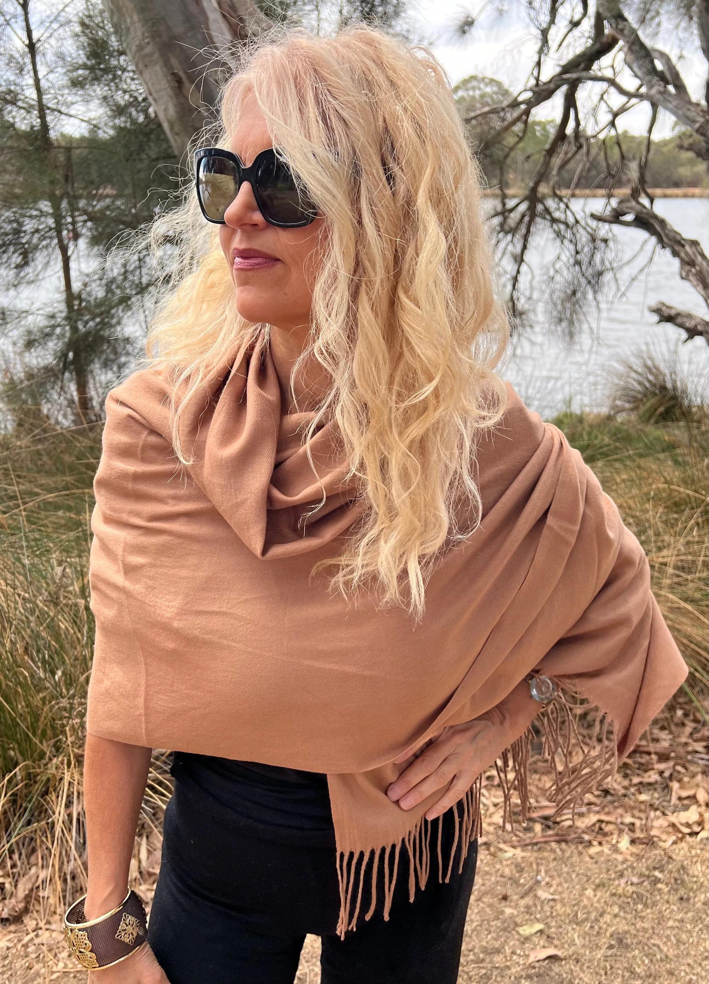 Pashmina Shawl - Warm Toffee - Luxury Wrap