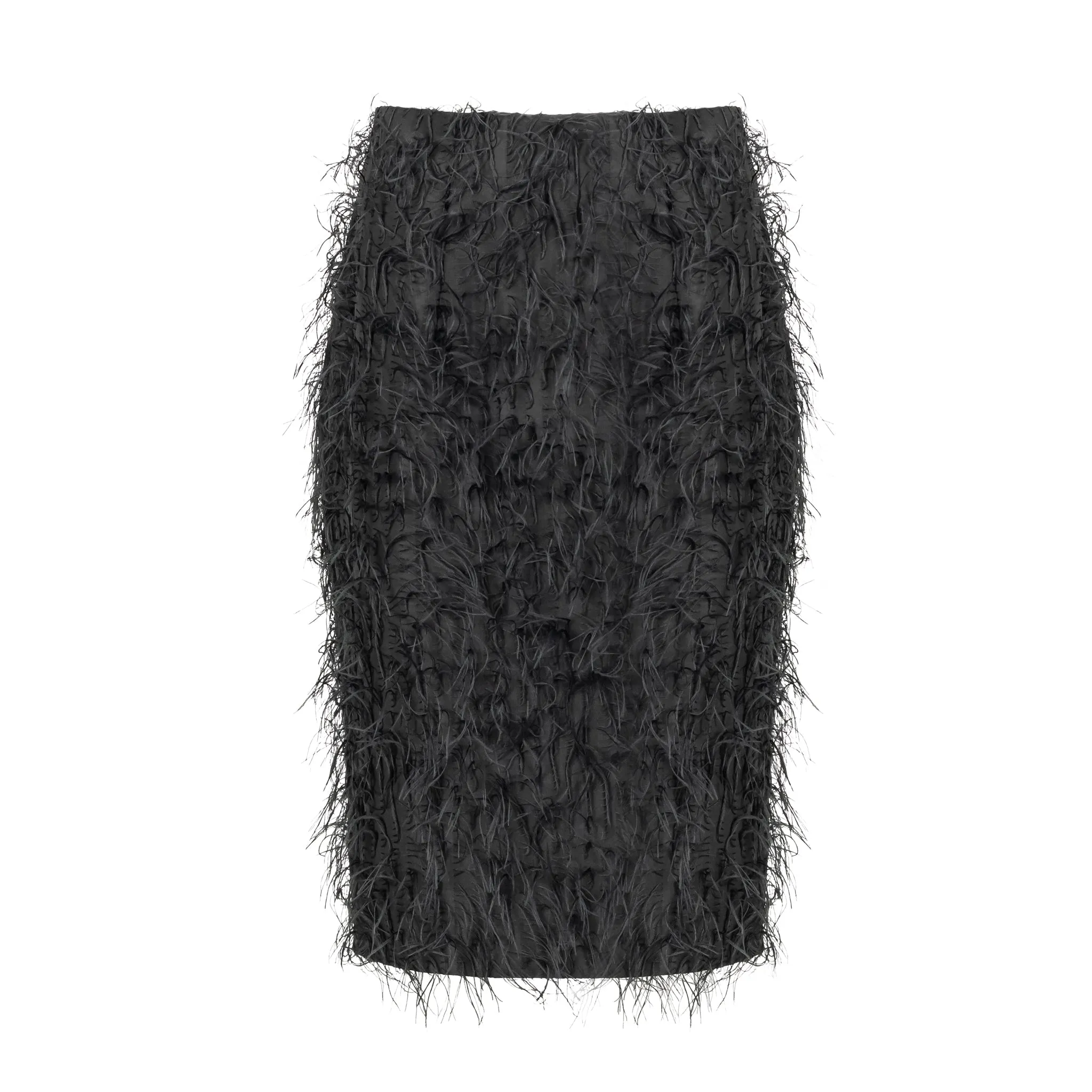 Pencil Feather Skirt - Black