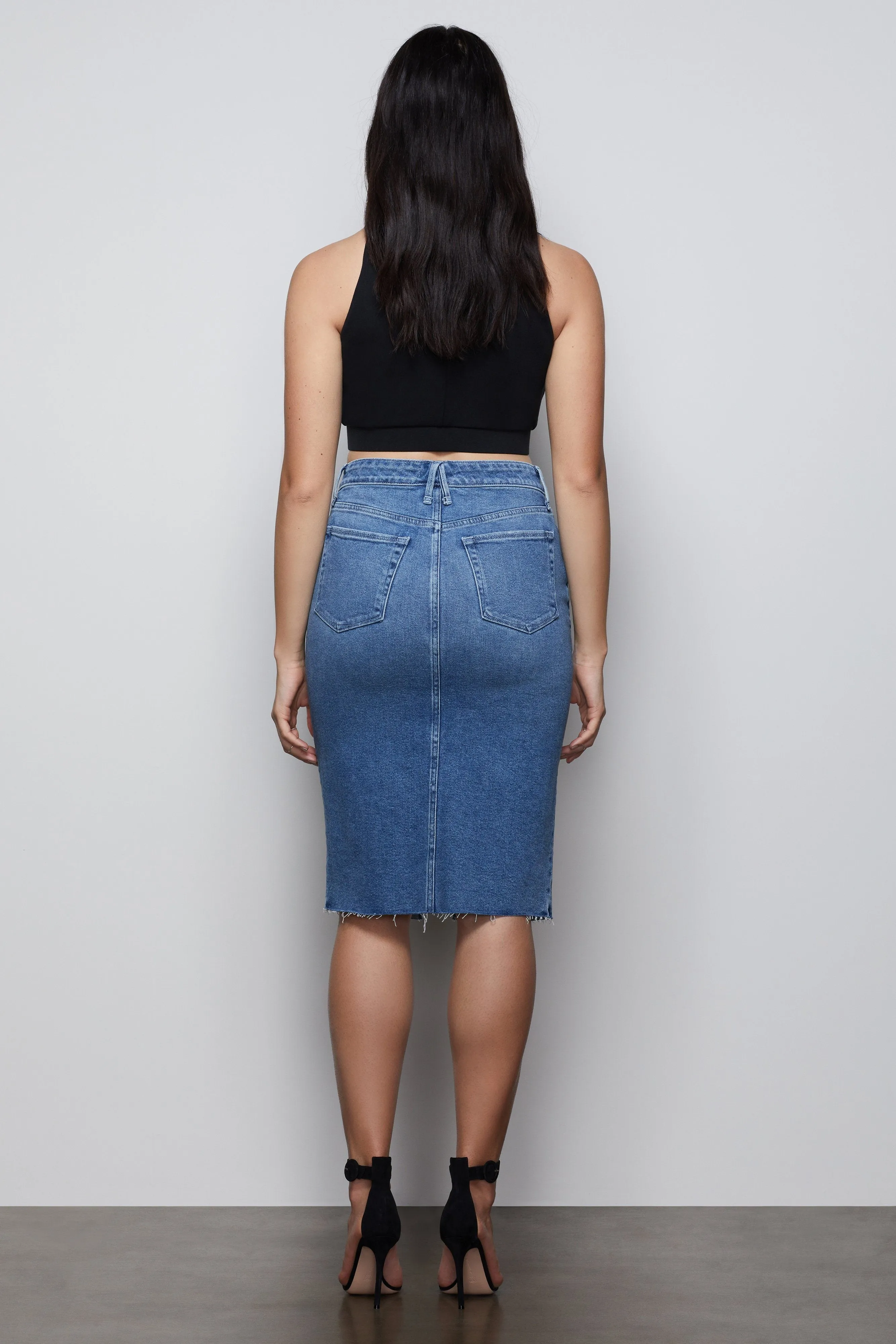 PENCIL SKIRT WITH SLIT | BLUE420