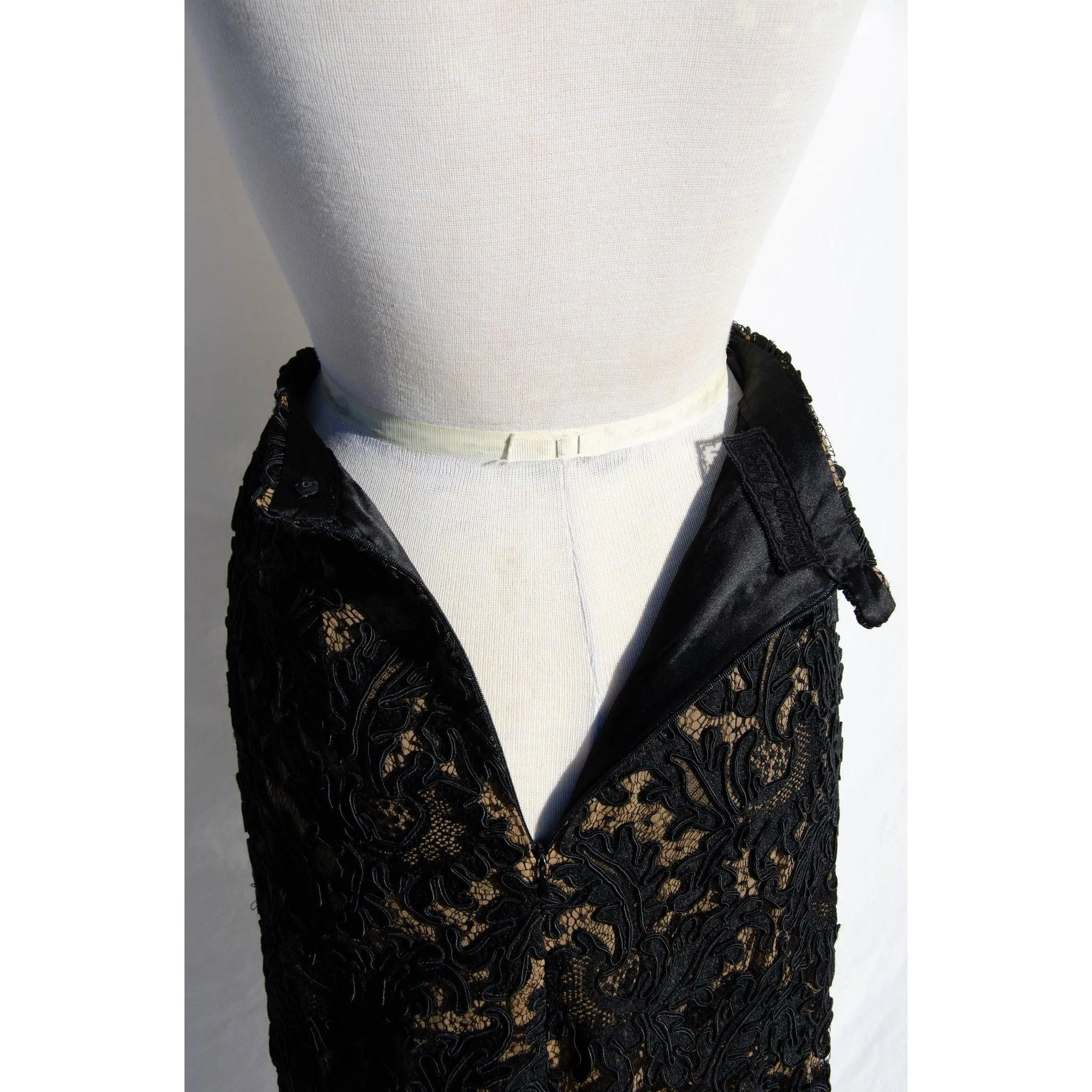 PENNY JENNINGS Vintage Black Silk Lace Skirt | Size M-L