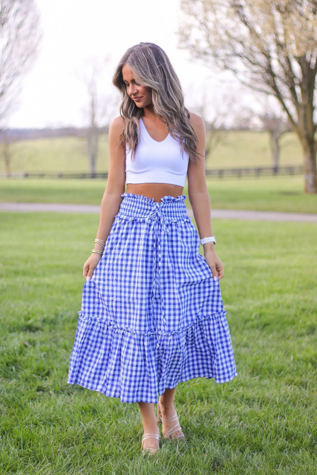 Perfect Day Long Gingham Skirt