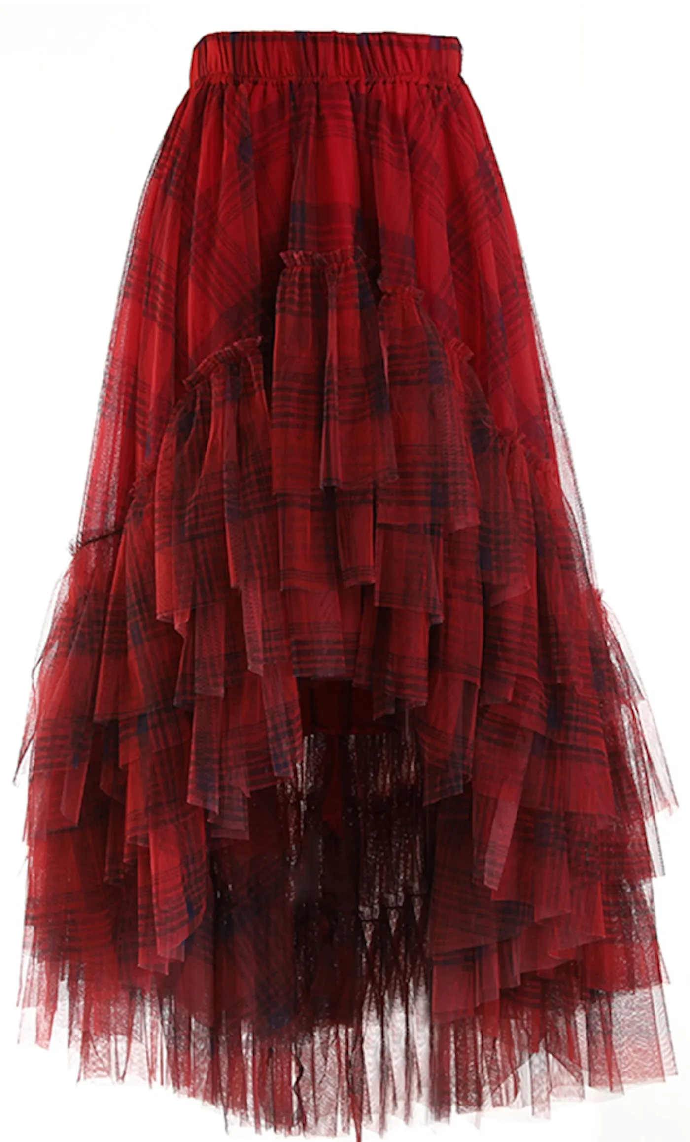 Plaid Tulle Statement Skirt