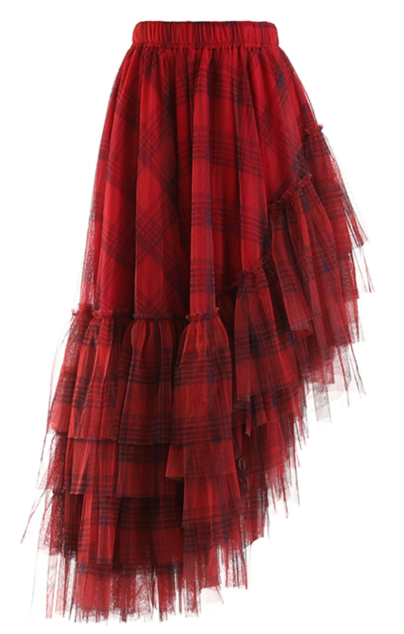 Plaid Tulle Statement Skirt