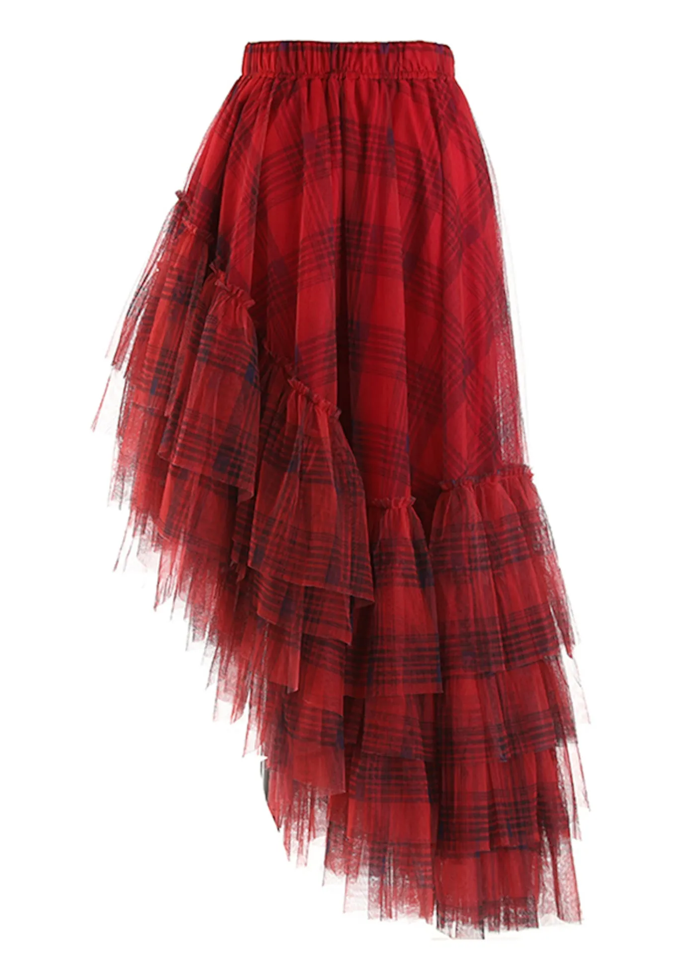 Plaid Tulle Statement Skirt