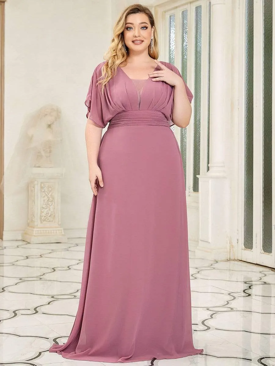 Plus Size Empire Waist Chiffon Formal Maxi Evening Dress