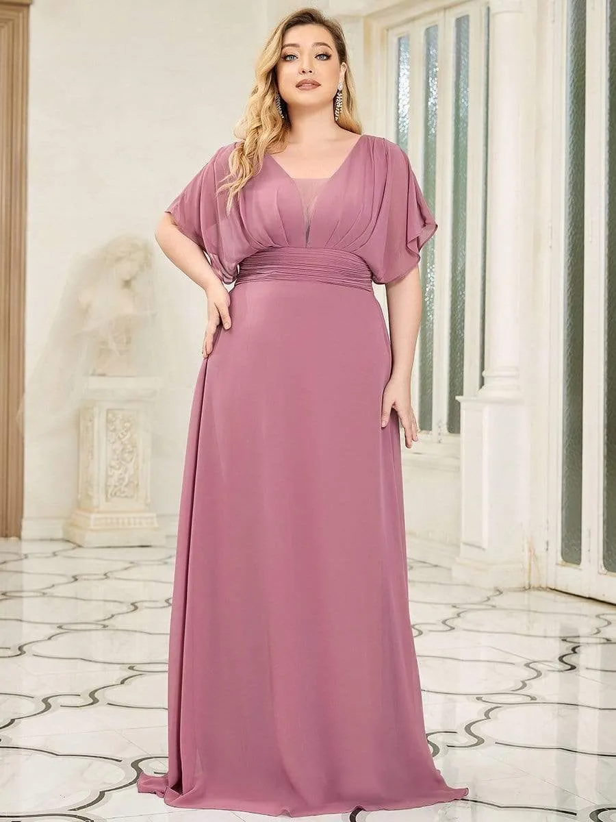 Plus Size Empire Waist Chiffon Formal Maxi Evening Dress