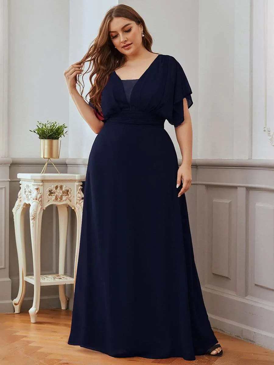 Plus Size Empire Waist Chiffon Formal Maxi Evening Dress