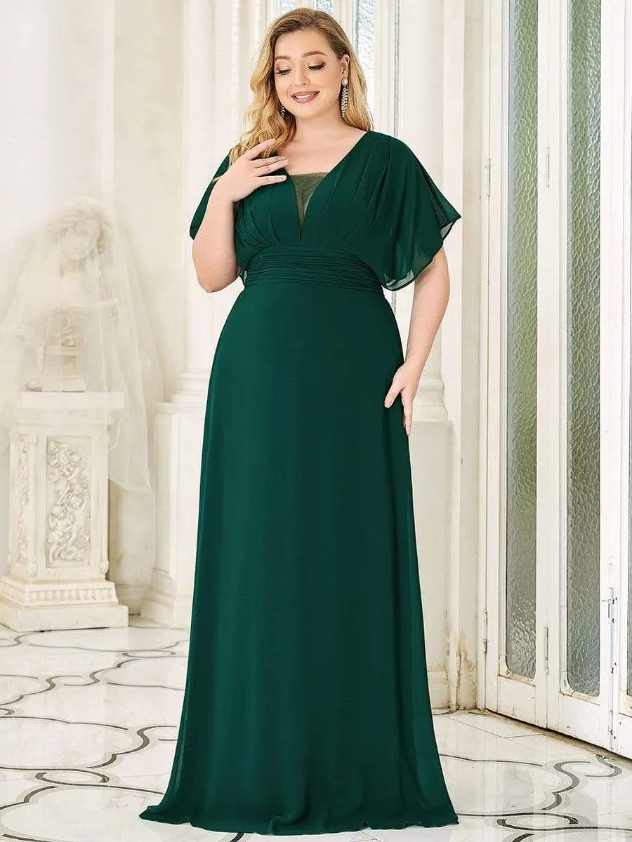 Plus Size Empire Waist Chiffon Formal Maxi Evening Dress