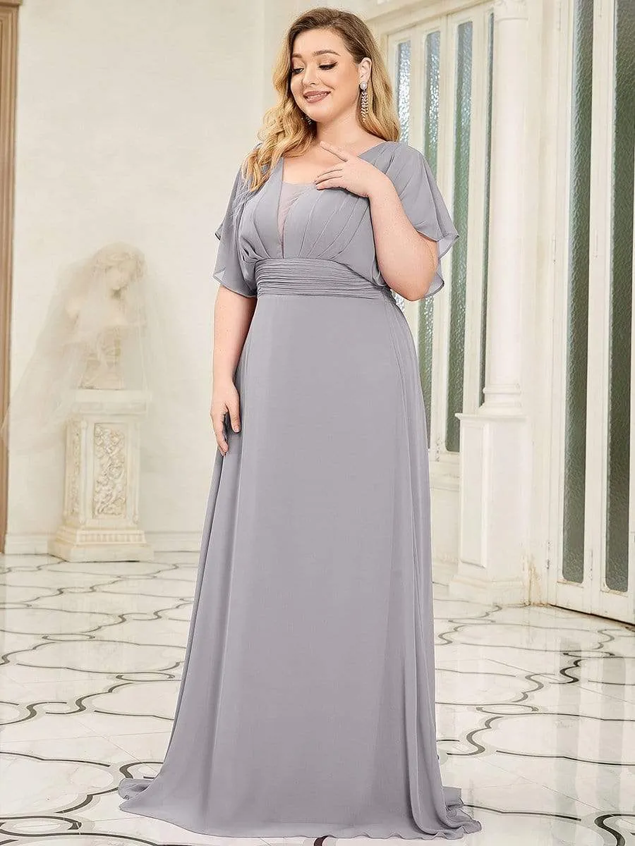 Plus Size Empire Waist Chiffon Formal Maxi Evening Dress