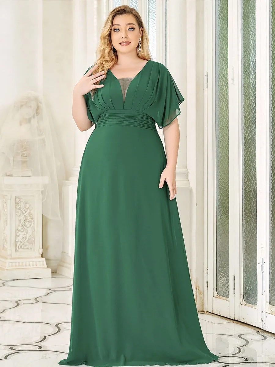 Plus Size Empire Waist Chiffon Formal Maxi Evening Dress