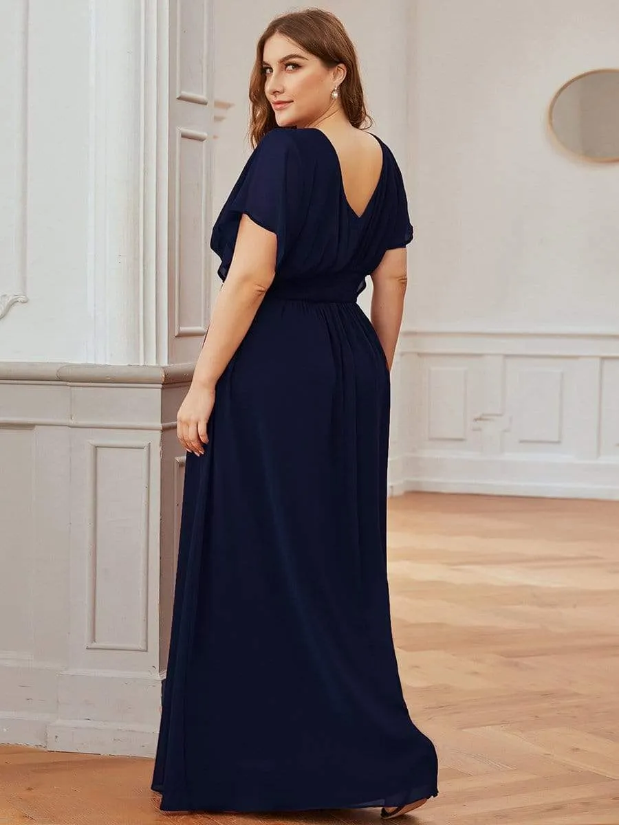 Plus Size Empire Waist Chiffon Formal Maxi Evening Dress