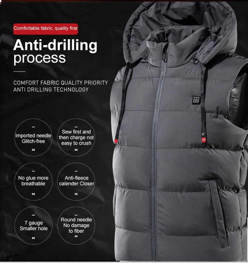 Plus Size Hooded Winter Heated Vest