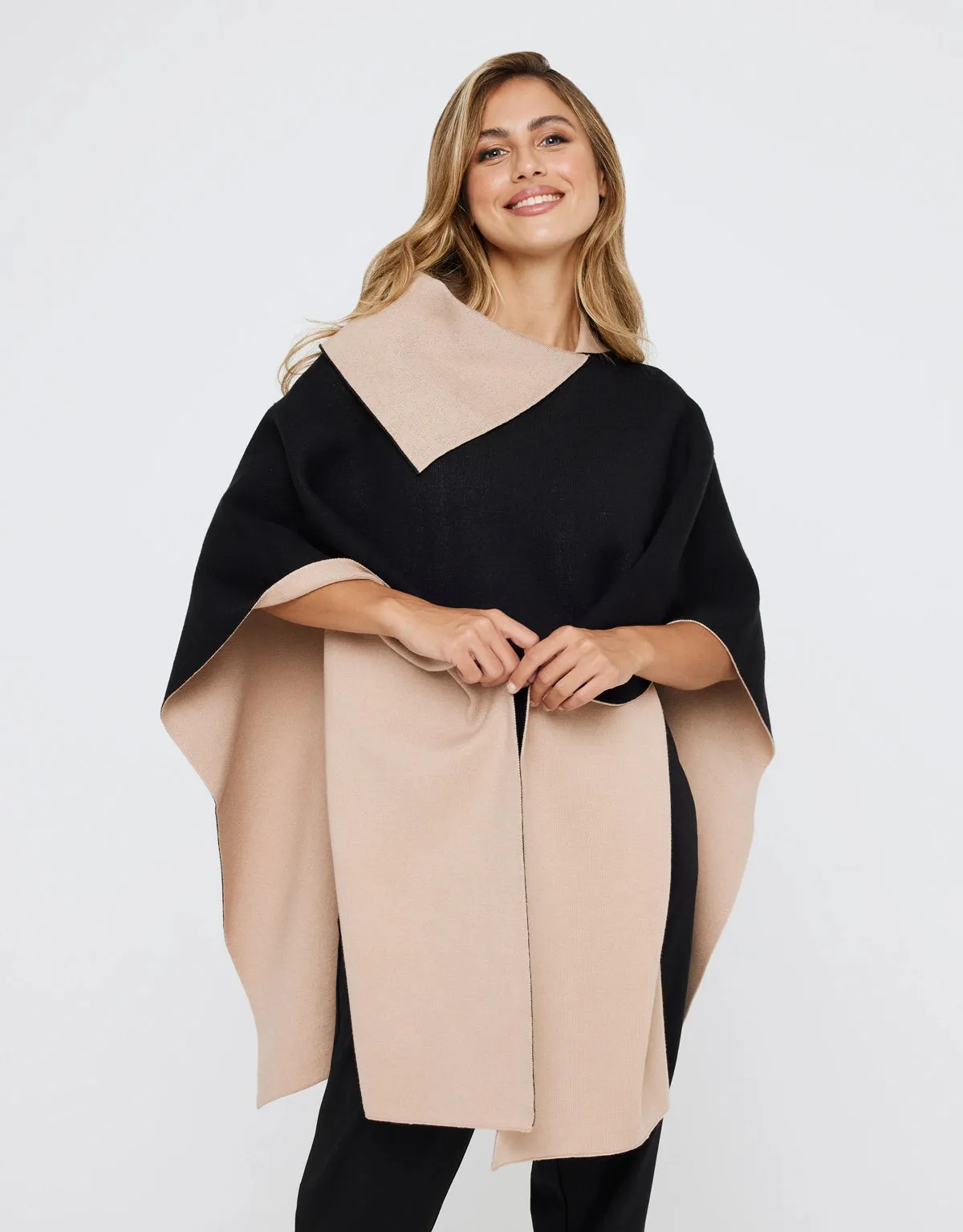 Poncho Abierto Beige - Samaris