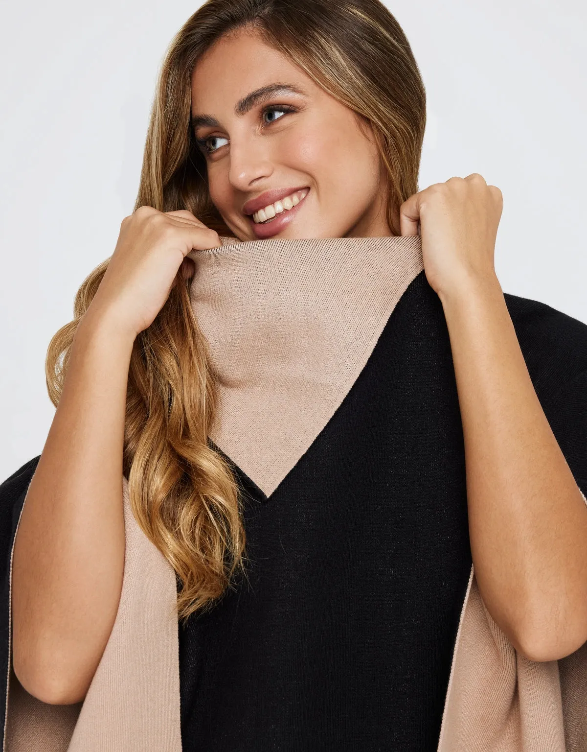 Poncho Abierto Beige - Samaris