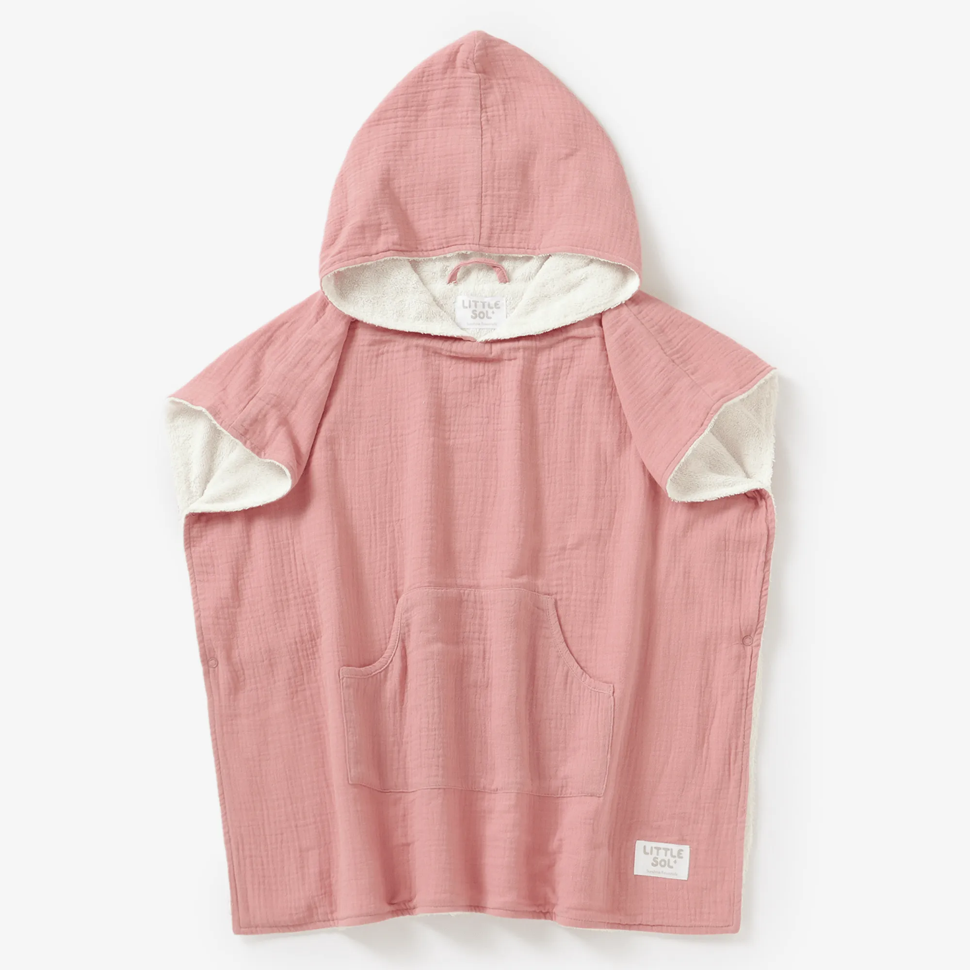 Poncho Hooded Beach Towel - Coral Pink