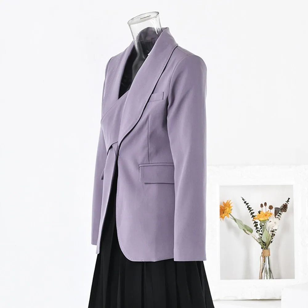 Pre Order: Purple Chest Wrap Soft Collar Coat