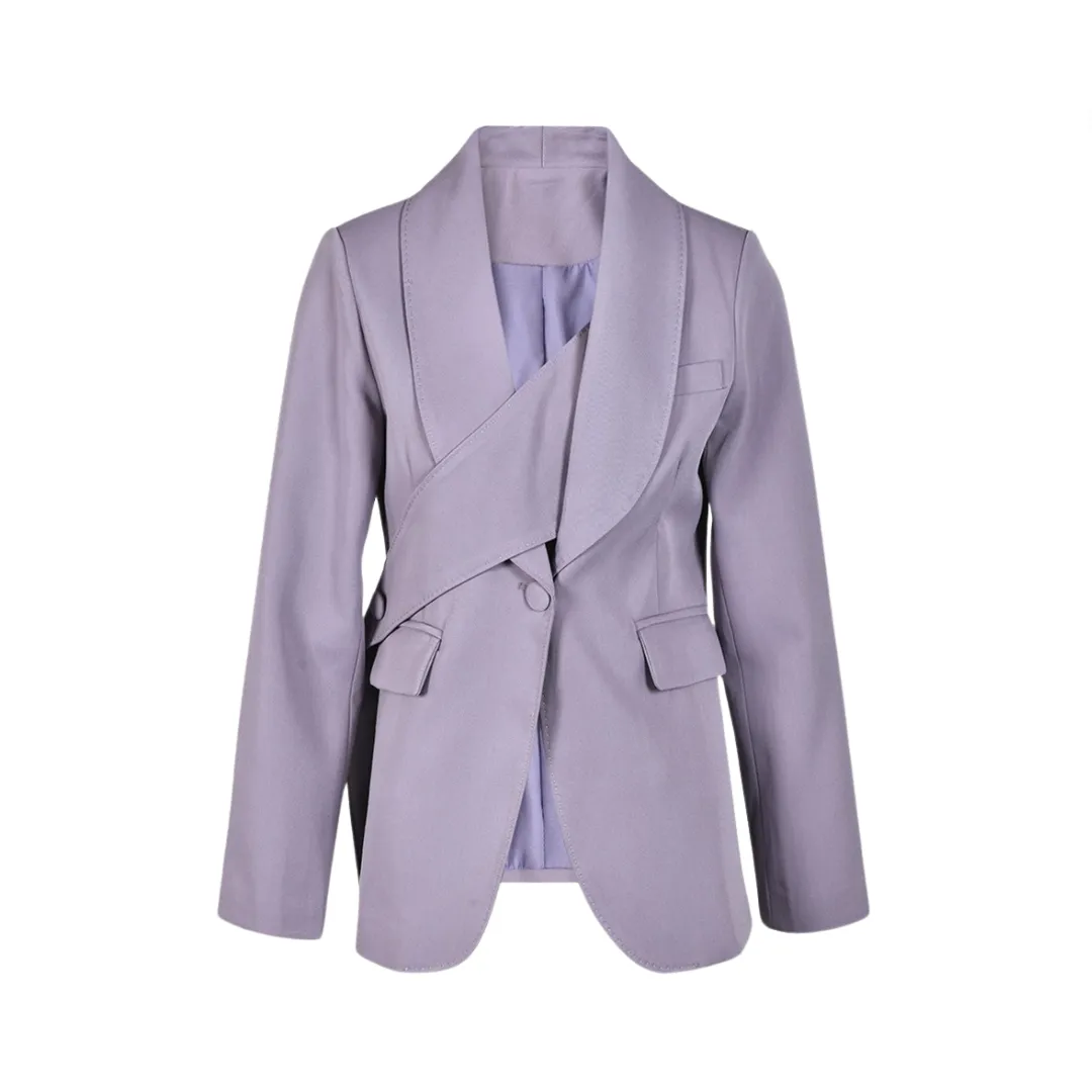 Pre Order: Purple Chest Wrap Soft Collar Coat