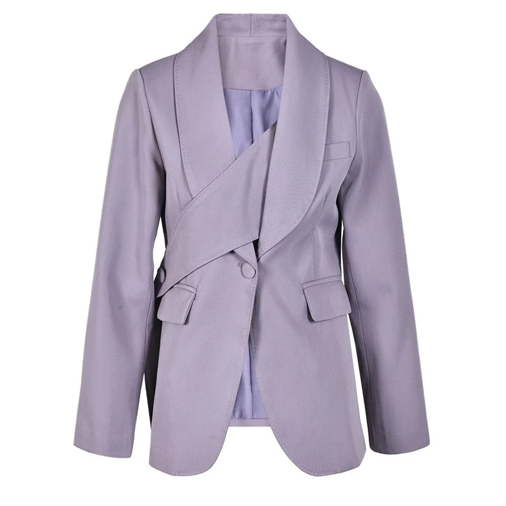 Pre Order: Purple Chest Wrap Soft Collar Coat