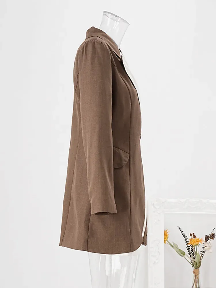 Pre Order:  Slanted Collar Overlapping Color Block Coat