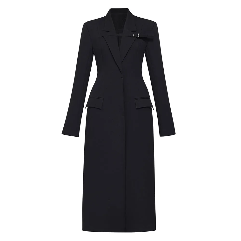 Pre Order:  Solid Waist Cinching Slimming Long Coat