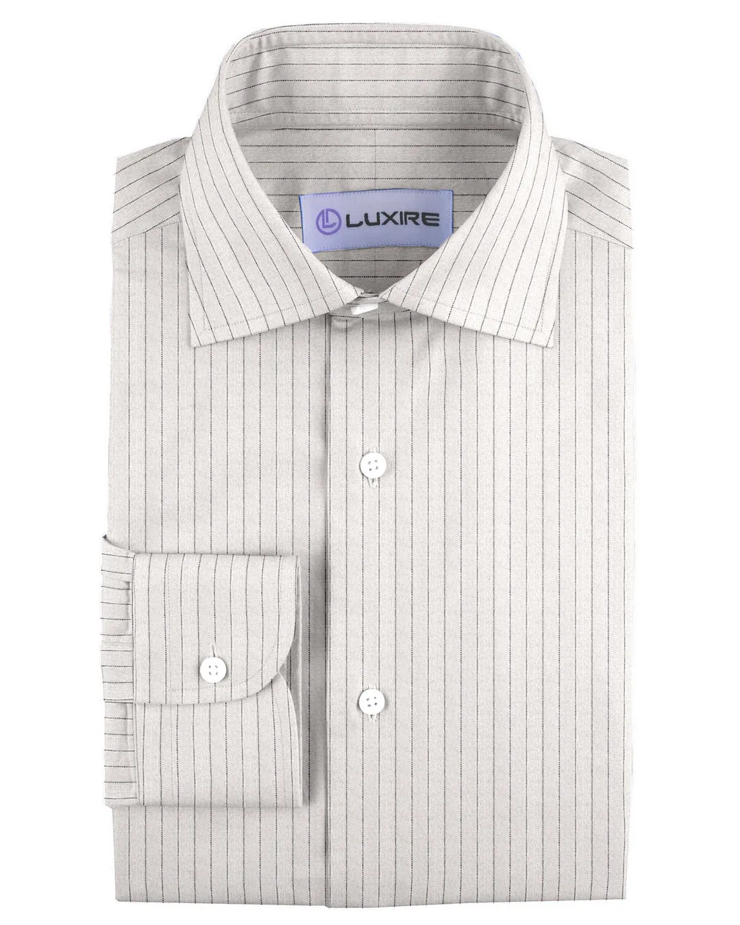 Pullover Shirt in Lamb Beige Wide Black Pin Stripes Linen