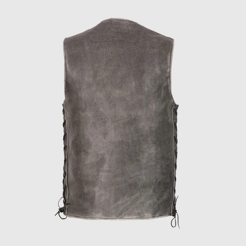 Purchase Best High Quality Grey Side Lace Leather Vest For Men