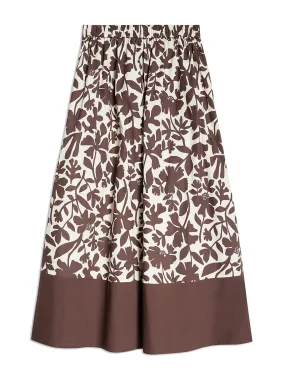 Pure cotton floral midi a-line skirt