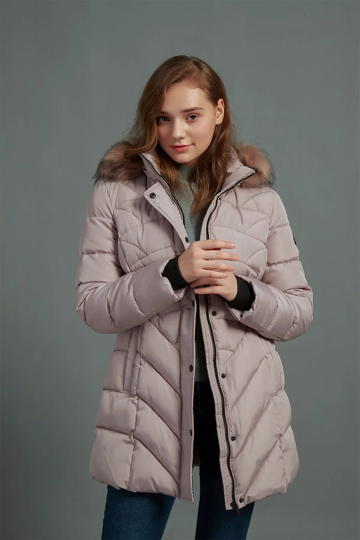 Quilted Puffer Coat & Jacket with faux fur hood