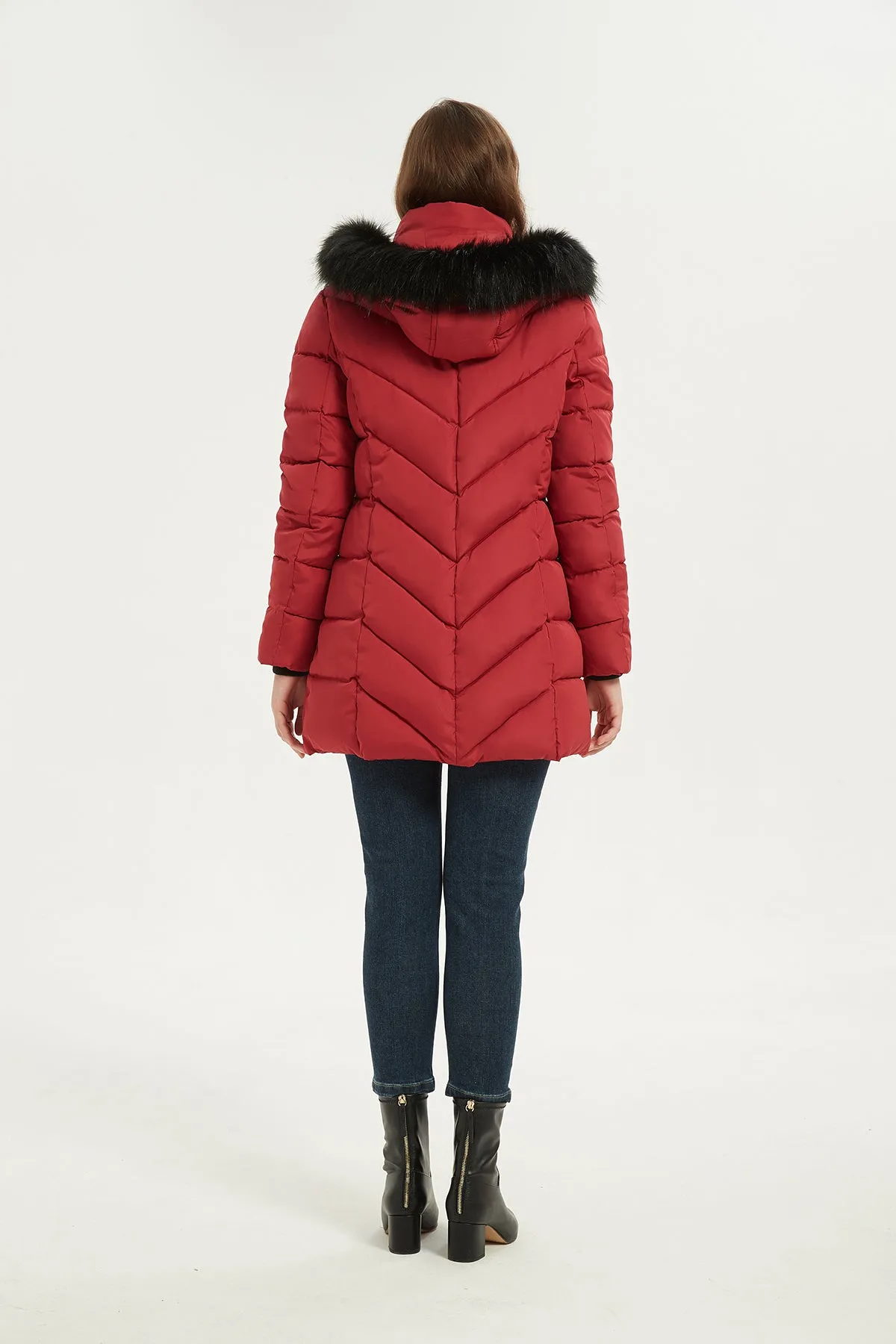 Quilted Puffer Coat & Jacket with faux fur hood