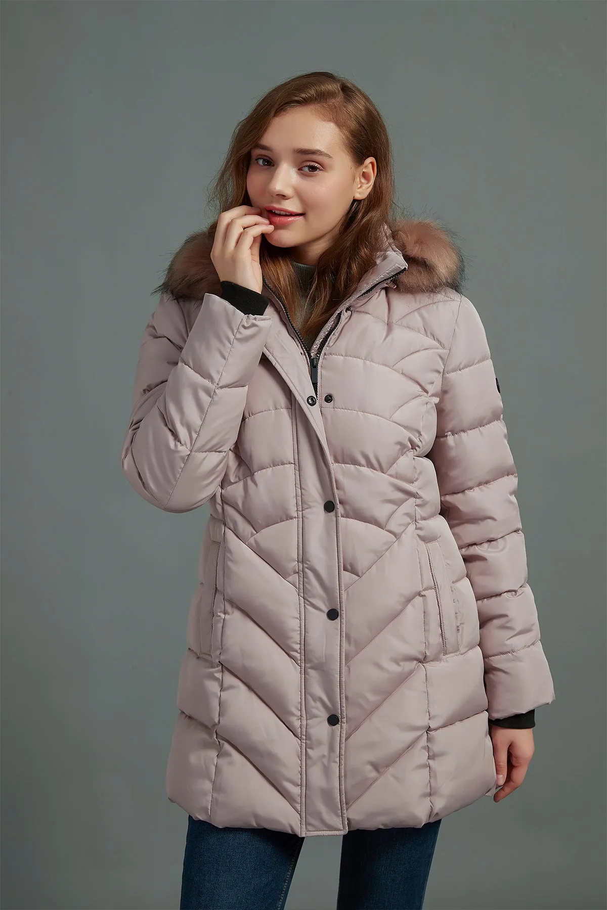 Quilted Puffer Coat & Jacket with faux fur hood