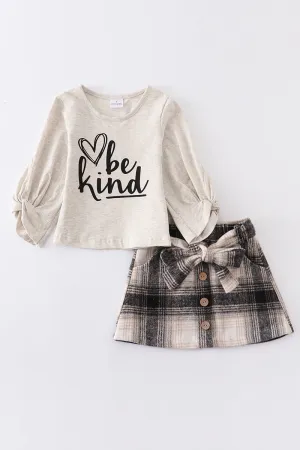 "be kind" plaid skirt set