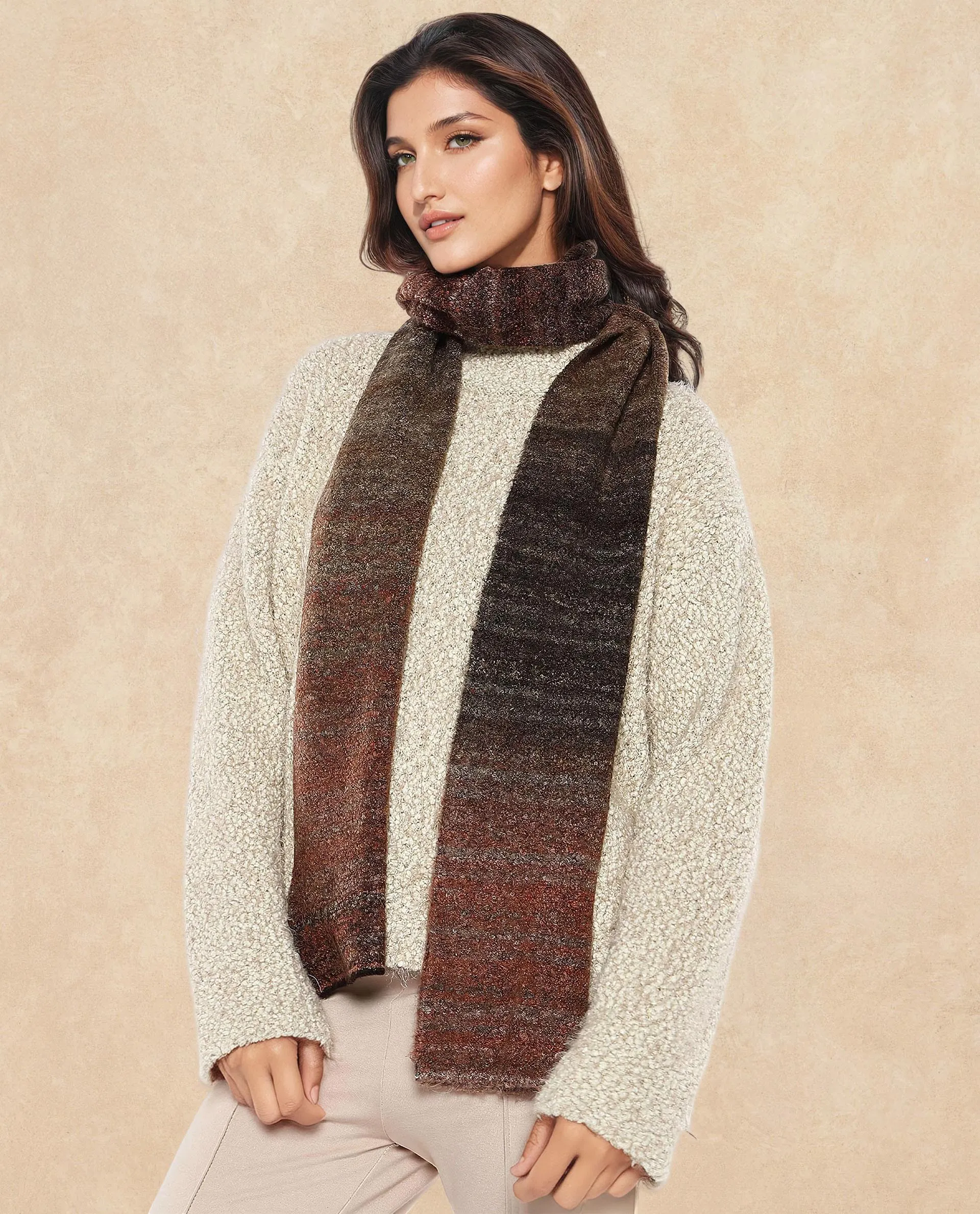 Rareism Women Muffy 1 Dusky Multi Plain Muffler