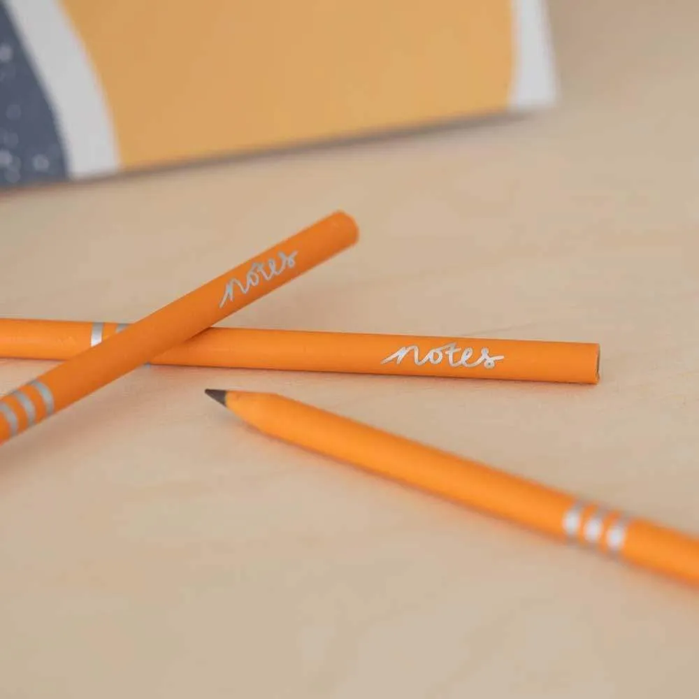 Recycled CD Case Pencils - 'Notes' Set of 3 - Orange Earth