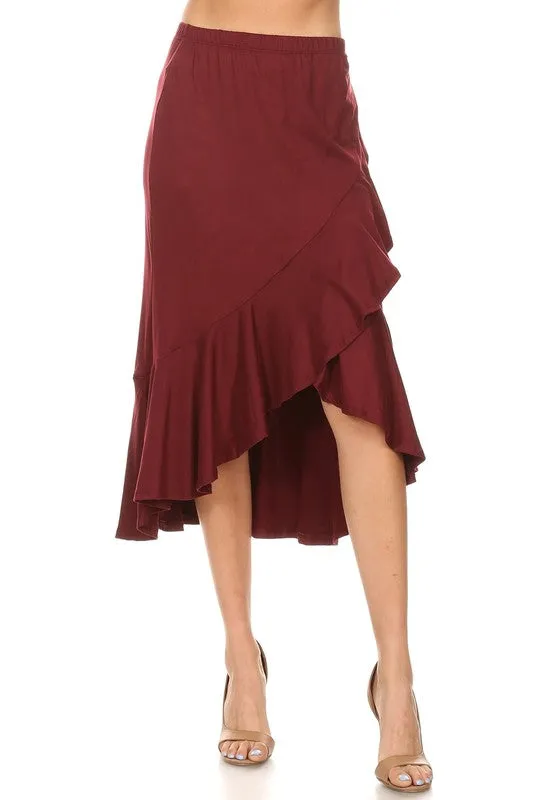 Ruffle Wrap Midi skirt